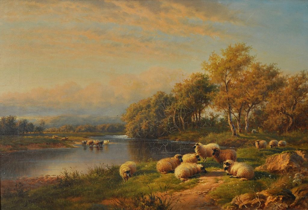 Fine Oil Painting by Well Listed Artist Walter J. Watson dated 1904. Fine Oil Painting by Well Listed Artist Walter J. Watson dated 1904.