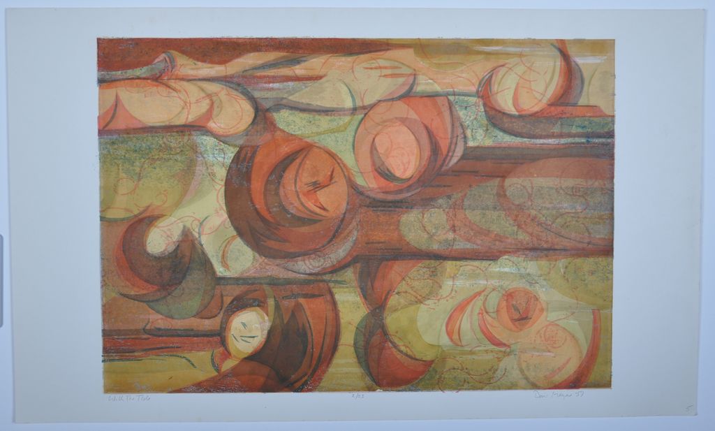 "With The Tide" Color Screenprint by Doris Meyer Chatham Dated 1957 "With The Tide" Color Screenprint by Doris Meyer Chatham Dated 1957