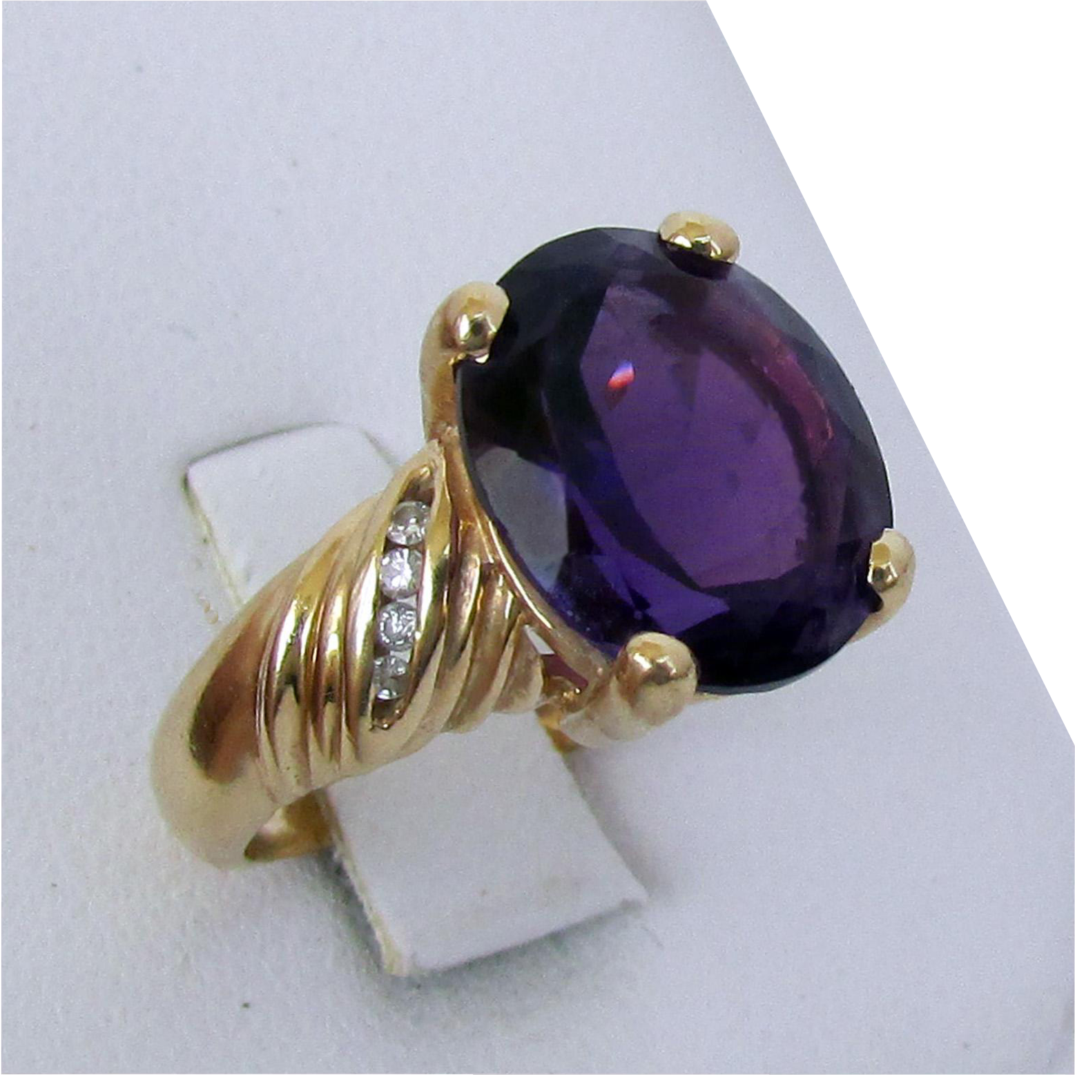 14K Yellow Gold Amethyst Ring Size 6 from 4sot on Ruby Lane