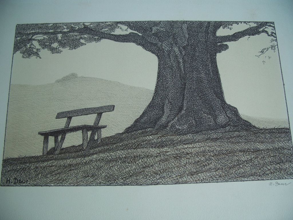 Hermann Daur German Artist Signed Lithograph Hermann Daur German Artist Signed Lithograph