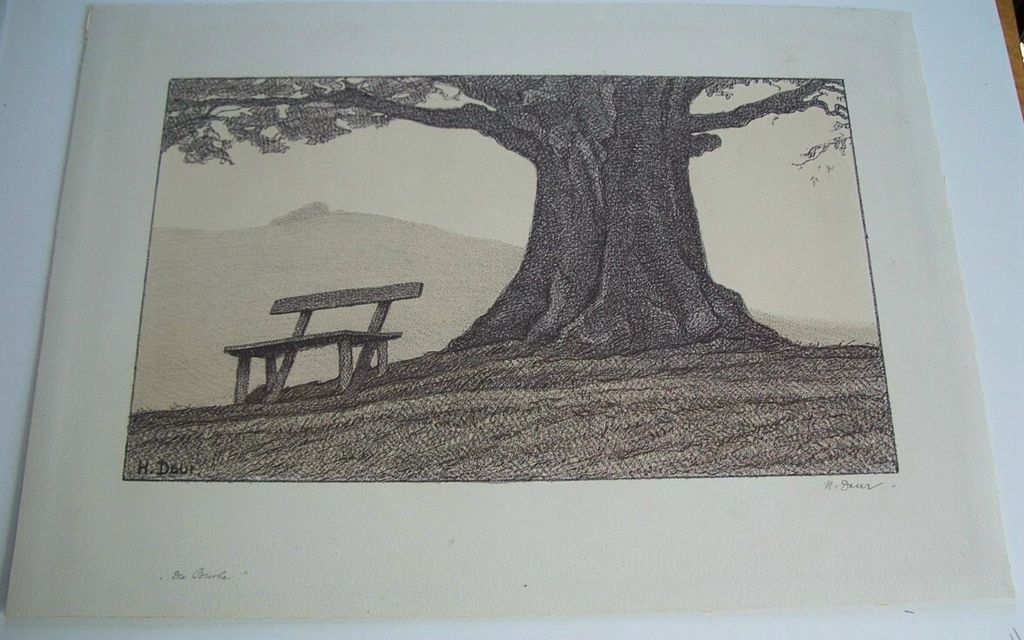 Hermann Daur German Artist Signed Lithograph Hermann Daur German Artist Signed Lithograph