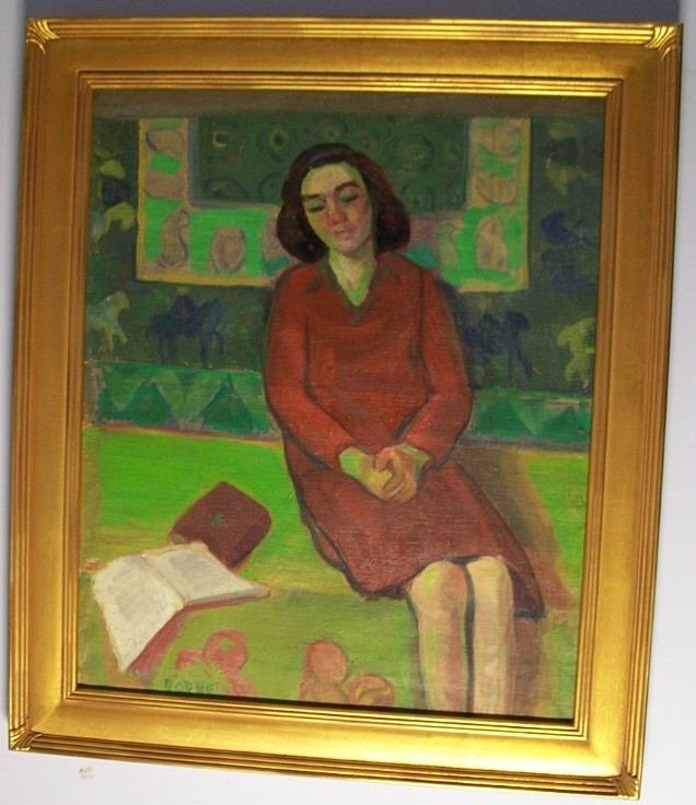 "Reading at Home " O/C Mortimer Borne 1902-1987 "Reading at Home " O/C Mortimer Borne 1902-1987
