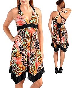Coral leaf floral print fitted mini dress 3/4 sleeves tunic Coral leaf floral print fitted mini dress 3/4 sleeves tunic