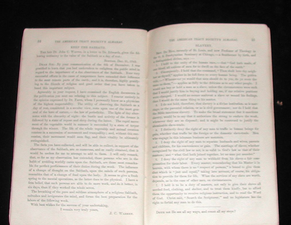 1861 Anti-slavery American Tract Society Almanac 1861 Anti-slavery American Tract Society Almanac