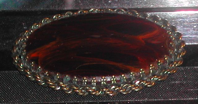 Vintage Hattie Carnegie Marblelized Glass Brooch Pin Vintage Hattie Carnegie Marblelized Glass Brooch Pin