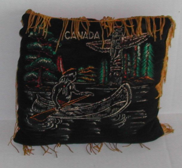 Vntg Souvenir Canada Indian Native American Canoe Pillow c, 1930s Vntg Souvenir Canada Indian Native American Canoe Pillow c, 1930s