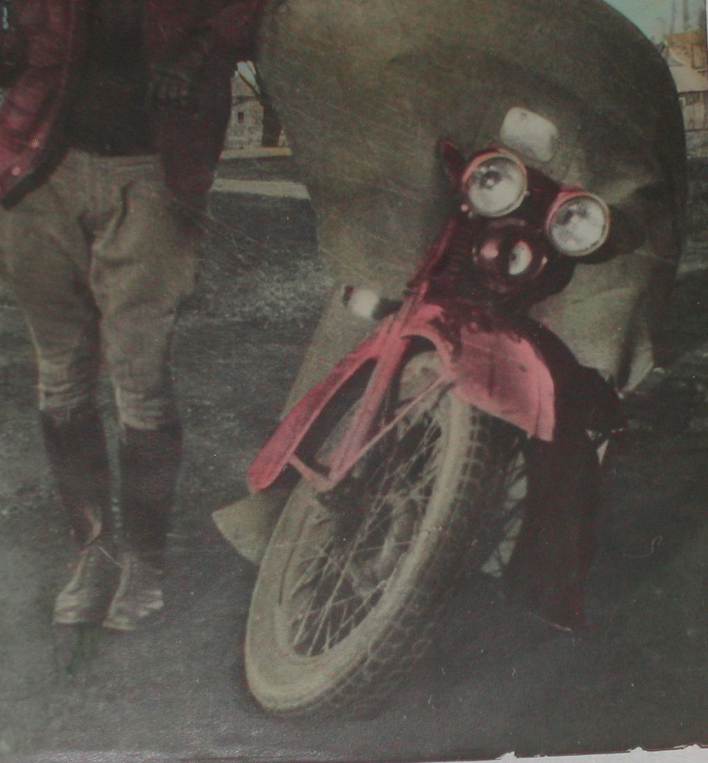 c.1920 Vintage Motorcycle Tinted Photo Dapper Man Jodhpurs Spats Cap c.1920 Vintage Motorcycle Tinted Photo Dapper Man Jodhpurs Spats Cap