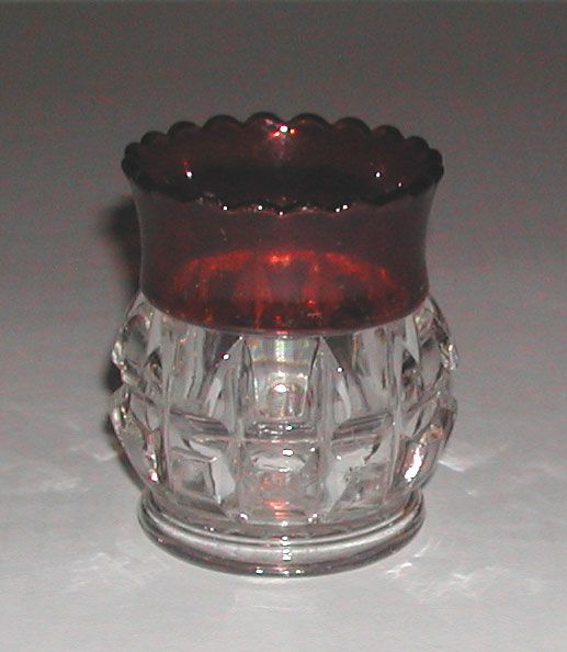 Vintage Ruby Flash Truncated Block Toothpick Holder Vintage Ruby Flash Truncated Block Toothpick Holder