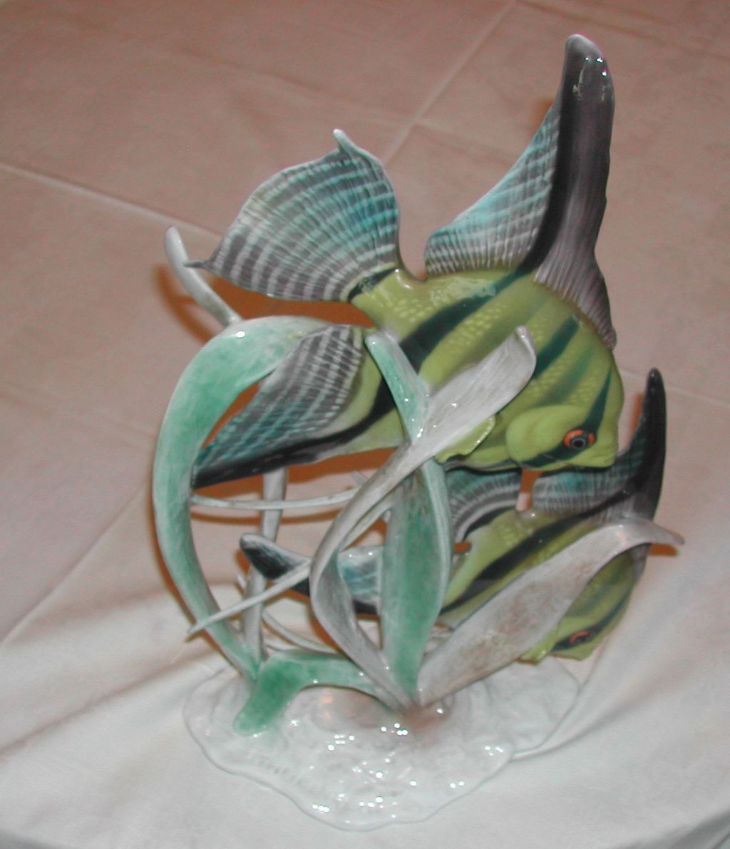 Exquisite Rosenthal Porcelain Dble Angel Fish Figurine Hand Painted Exquisite Rosenthal Porcelain Dble Angel Fish Figurine Hand Painted