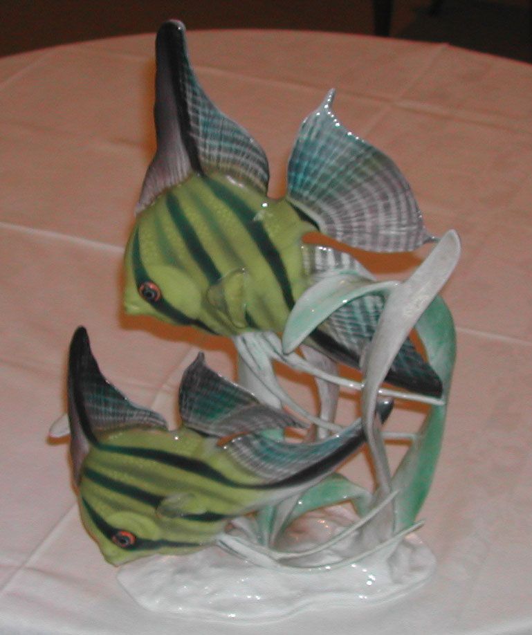Exquisite Rosenthal Porcelain Dble Angel Fish Figurine Hand Painted Exquisite Rosenthal Porcelain Dble Angel Fish Figurine Hand Painted