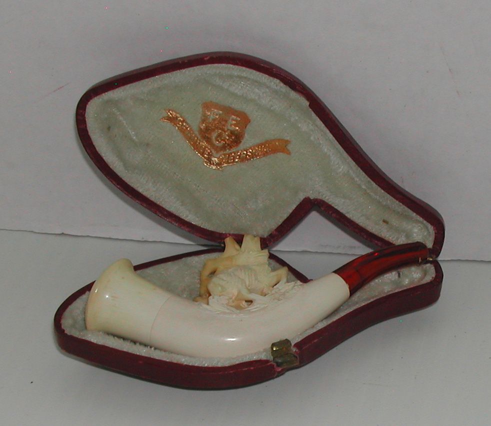 Antique Meerschaum Stag Petite Pipe Original Case Antique Meerschaum Stag Petite Pipe Original Case