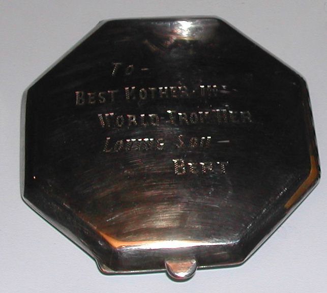 Vintage WWII Era Silverplate Souvenir Compact India Vintage WWII Era Silverplate Souvenir Compact India