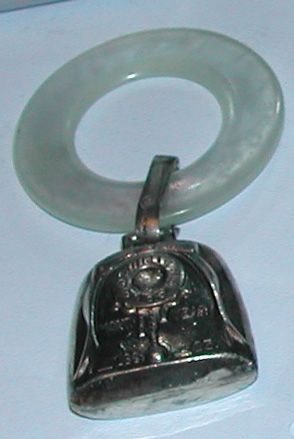 Vintage c1940s Sterling Silver Teething Ring w Baby Record Vintage c1940s Sterling Silver Teething Ring w Baby Record