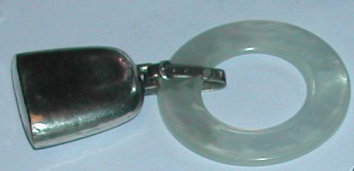 Vintage c1940s Sterling Silver Teething Ring w Baby Record Vintage c1940s Sterling Silver Teething Ring w Baby Record