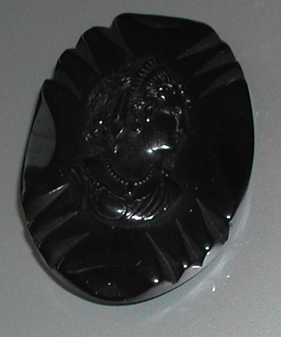 Vintage c. 1930 Black Bakelite Mourning Cameo Brooch Pin Jewelry Vintage c. 1930 Black Bakelite Mourning Cameo Brooch Pin Jewelry