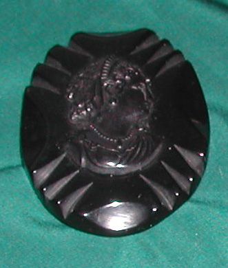 Vintage c. 1930 Black Bakelite Mourning Cameo Brooch Pin Jewelry Vintage c. 1930 Black Bakelite Mourning Cameo Brooch Pin Jewelry
