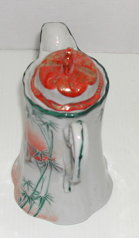 Vintage c. 1920s Chocolate Pot Oriental Palms Boat Porcelain Vintage c. 1920s Chocolate Pot Oriental Palms Boat Porcelain