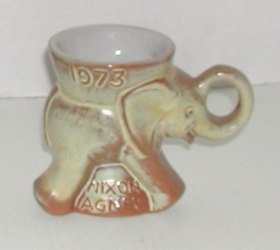 Vintage 1973 Nixon Agnew Frankoma Pottery Political Elephant Mug GOP Vintage 1973 Nixon Agnew Frankoma Pottery Political Elephant Mug GOP