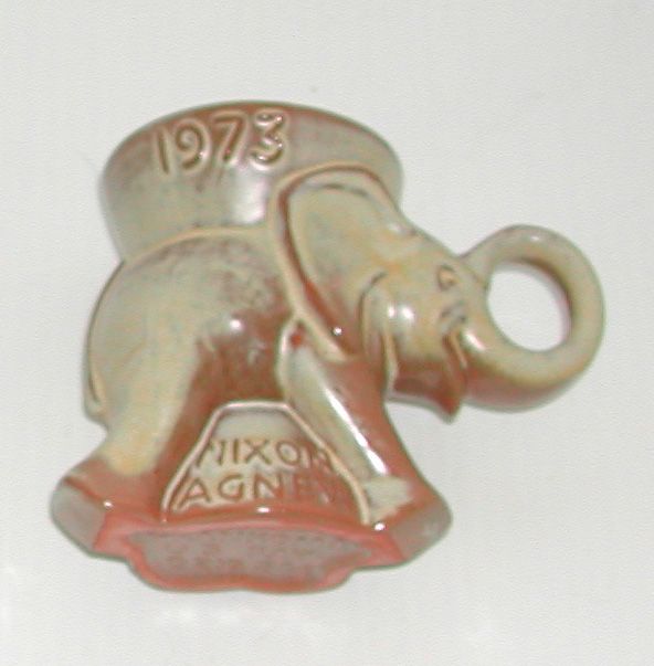 Vintage 1973 Nixon Agnew Frankoma Pottery Political Elephant Mug GOP Vintage 1973 Nixon Agnew Frankoma Pottery Political Elephant Mug GOP