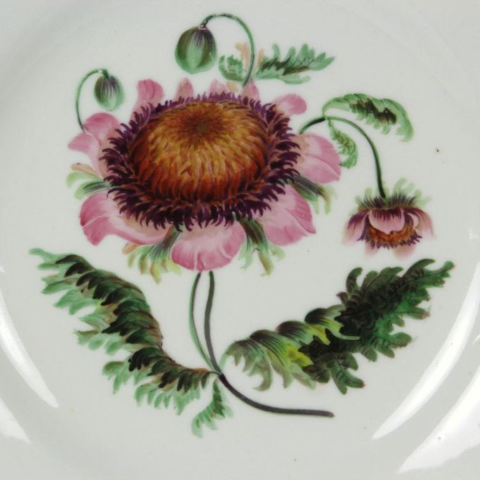 Beautiful Circa 1840 English Hand-Painted Porcelain Plate Beautiful Circa 1840 English Hand-Painted Porcelain Plate