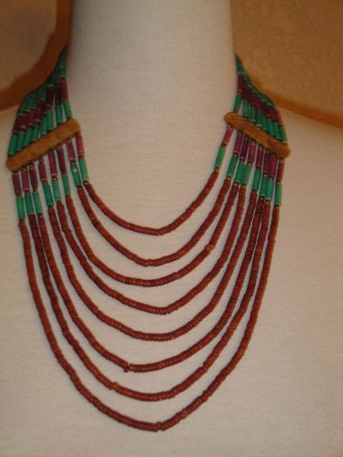 Vintage Coral, Turquoise and Ox Bone 8 Strand Necklace Vintage Coral, Turquoise and Ox Bone 8 Strand Necklace