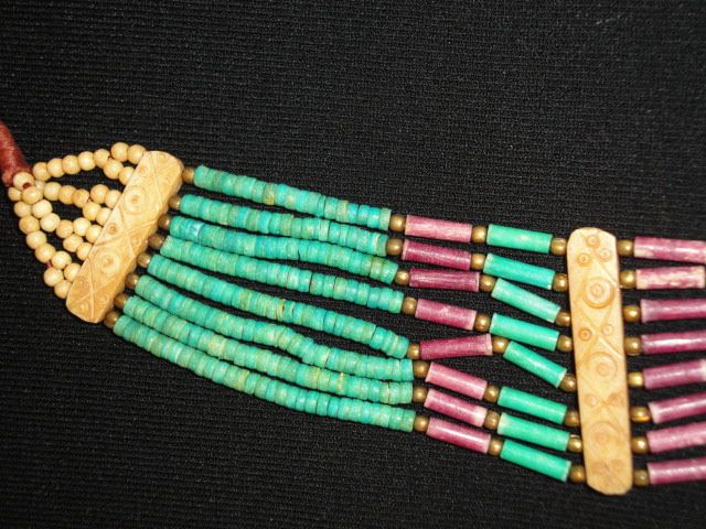 Vintage Coral, Turquoise and Ox Bone 8 Strand Necklace Vintage Coral, Turquoise and Ox Bone 8 Strand Necklace