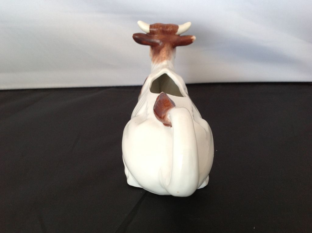 Vintage Mid 19th Century German Brown and White Pottery Cow Creamer or Jug Vintage Mid 19th Century German Brown and White Pottery Cow Creamer or Jug