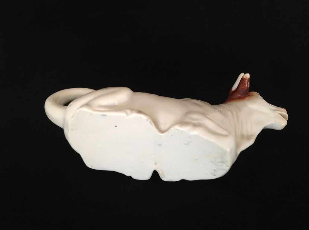Vintage Mid 19th Century German Brown and White Pottery Cow Creamer or Jug Vintage Mid 19th Century German Brown and White Pottery Cow Creamer or Jug
