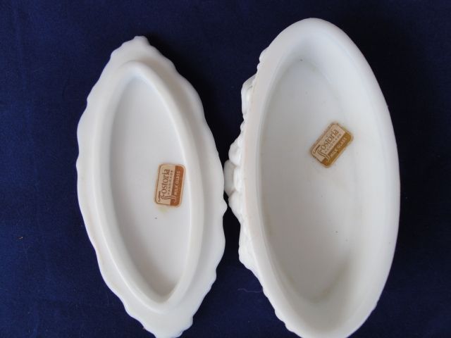 Fostoria Jenny Lind Milk Glass Cameo Jewel Box Original Labels Fostoria Jenny Lind Milk Glass Cameo Jewel Box Original Labels