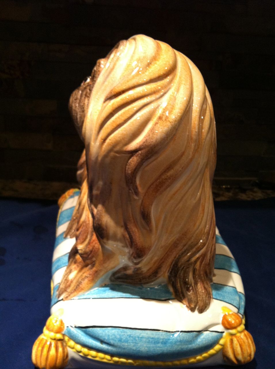 Vintage Italian Large Majolica Pekingese Dog Mid 20th Century Vintage Italian Large Majolica Pekingese Dog Mid 20th Century