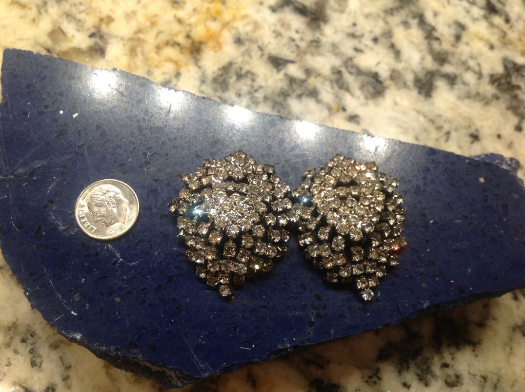 Vintage Large Rhinestone Clip-On Earrings Aurora Borealis Vintage Large Rhinestone Clip-On Earrings Aurora Borealis