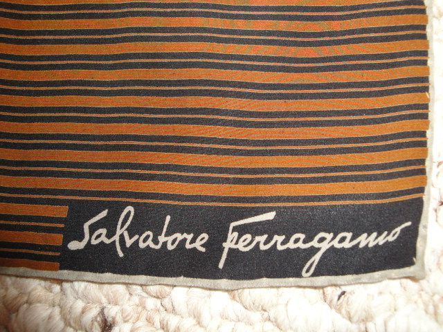 Vintage Salvatore Ferragamo Scarf 11" by 44" Silk Black, Brown and Gray Vintage Salvatore Ferragamo Scarf 11" by 44" Silk Black, Brown and Gray