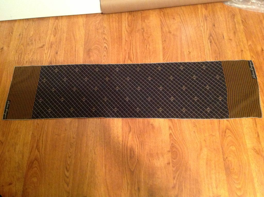 Vintage Salvatore Ferragamo Scarf 11" by 44" Silk Black, Brown and Gray Vintage Salvatore Ferragamo Scarf 11" by 44" Silk Black, Brown and Gray