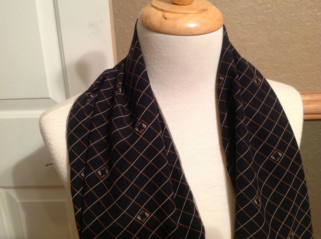 Vintage Salvatore Ferragamo Scarf 11" by 44" Silk Black, Brown and Gray Vintage Salvatore Ferragamo Scarf 11" by 44" Silk Black, Brown and Gray