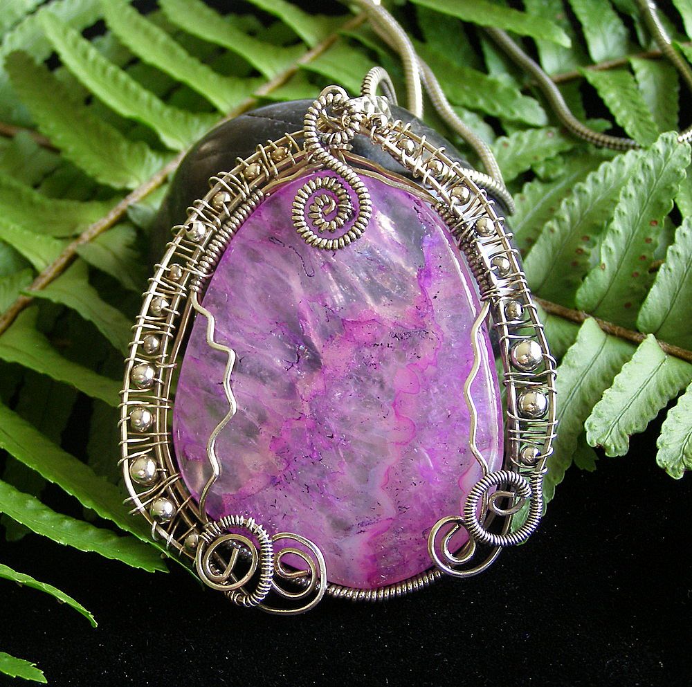 Pink Agate Sterling Wire Pendant Pink Agate Sterling Wire Pendant