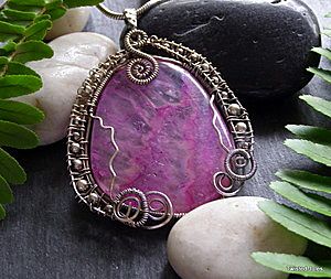 Pink Agate Sterling Wire Pendant Pink Agate Sterling Wire Pendant