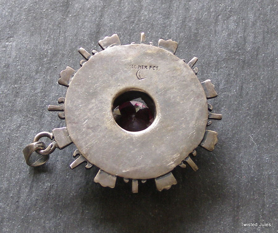Vintage Silver and Amethyst Aztec Pendant Vintage Silver and Amethyst Aztec Pendant