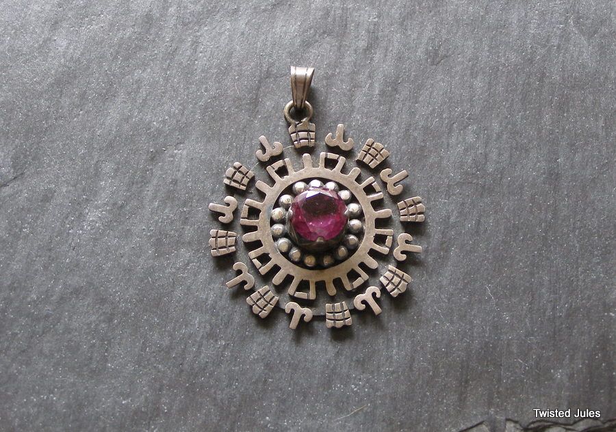Vintage Silver and Amethyst Aztec Pendant Vintage Silver and Amethyst Aztec Pendant