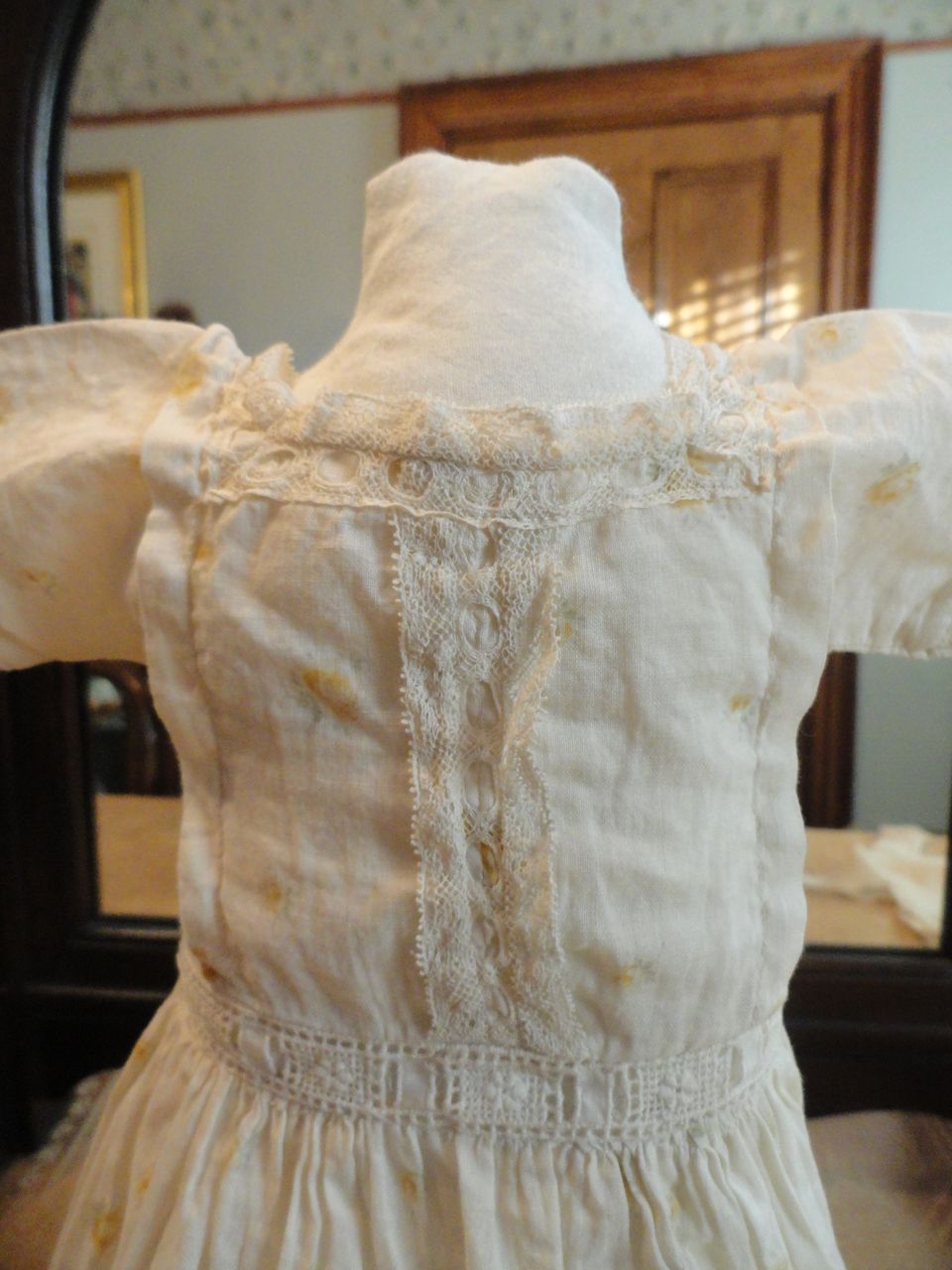 Late 1800's Yellow Rose Bud Drop Waist Doll Dress Late 1800's Yellow Rose Bud Drop Waist Doll Dress