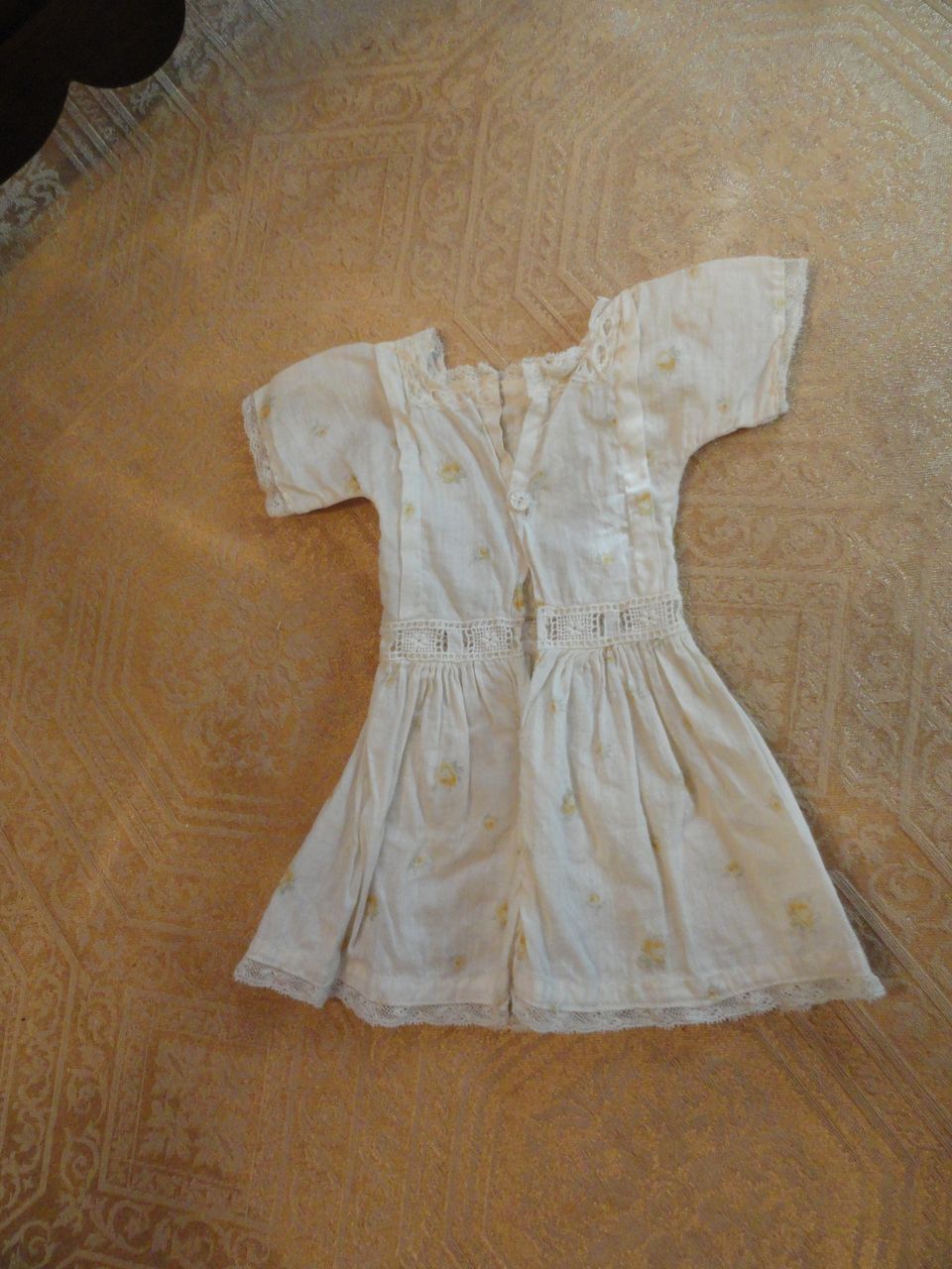 Late 1800's Yellow Rose Bud Drop Waist Doll Dress Late 1800's Yellow Rose Bud Drop Waist Doll Dress