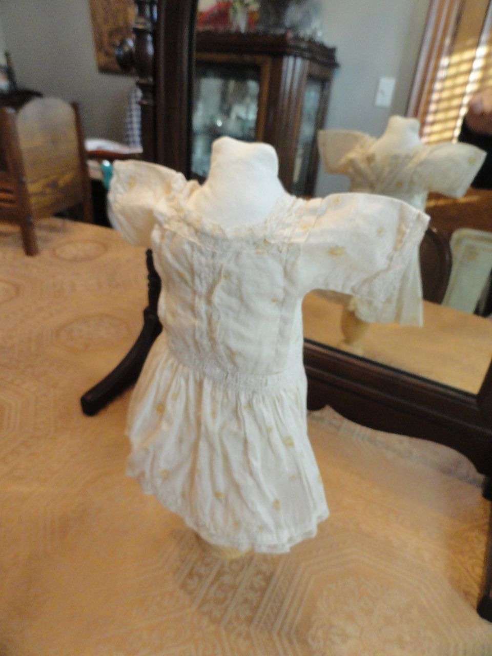 Late 1800's Yellow Rose Bud Drop Waist Doll Dress Late 1800's Yellow Rose Bud Drop Waist Doll Dress