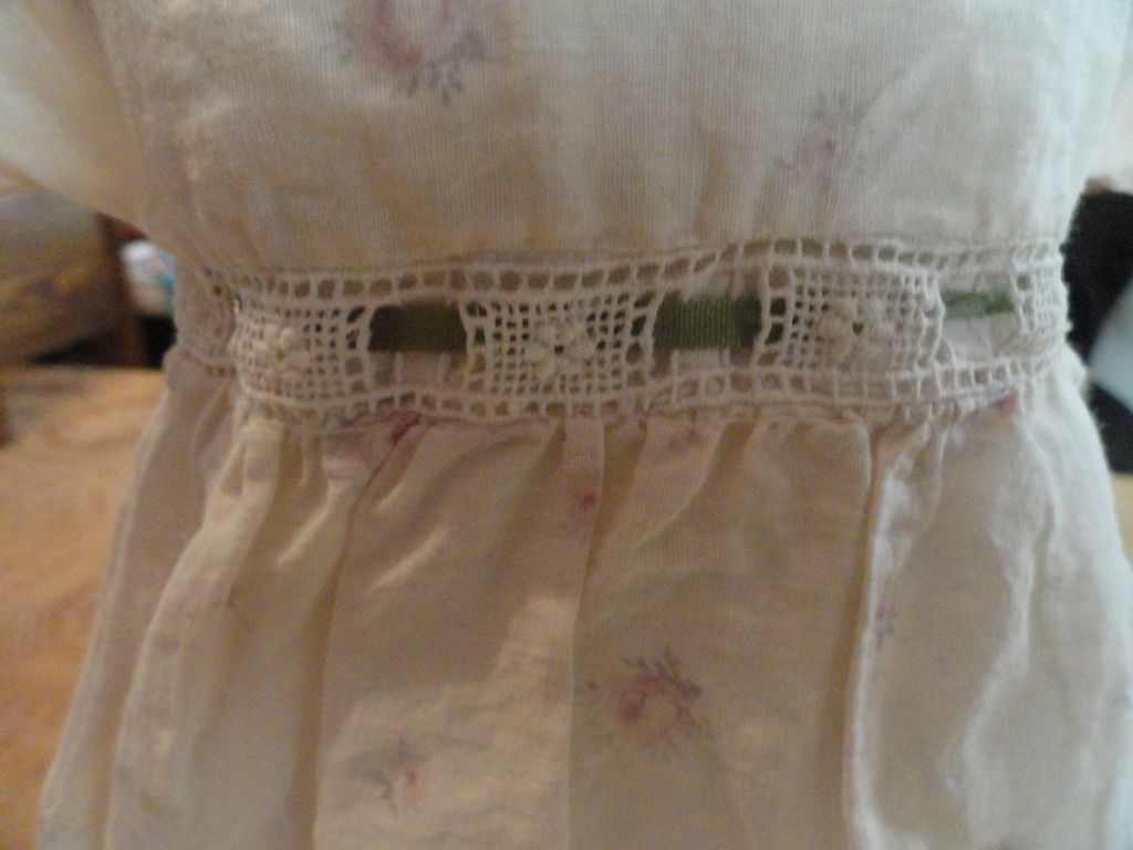 Late 1800's Pink Rose Bud Empire Waist Doll Dress Late 1800's Pink Rose Bud Empire Waist Doll Dress