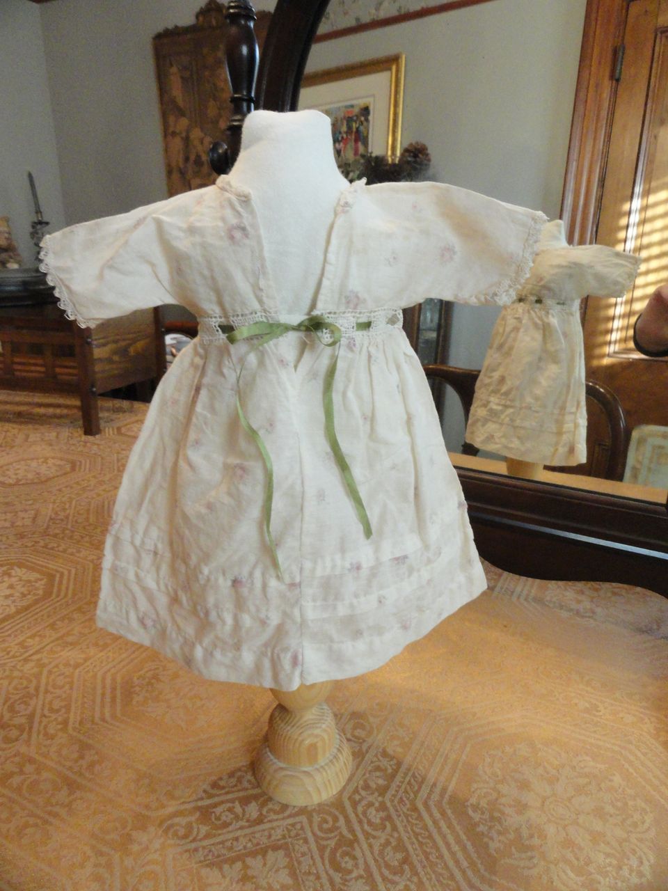 Late 1800's Pink Rose Bud Empire Waist Doll Dress Late 1800's Pink Rose Bud Empire Waist Doll Dress
