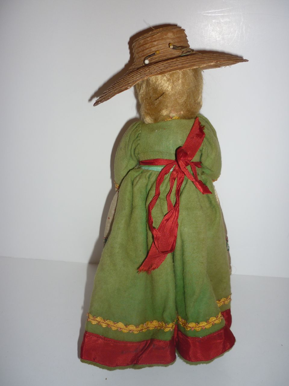 Vintage 11" Cloth Doll-All Original Clothing, Shoes-Straw Hat Vintage 11" Cloth Doll-All Original Clothing, Shoes-Straw Hat