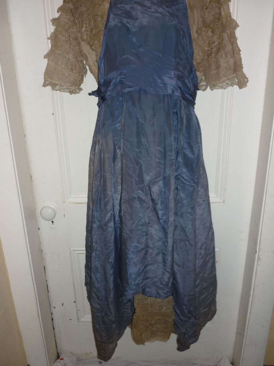 Edwardian Dress for a Lady -Blue-Metallic Lace-Needs Some TLC Edwardian Dress for a Lady -Blue-Metallic Lace-Needs Some TLC