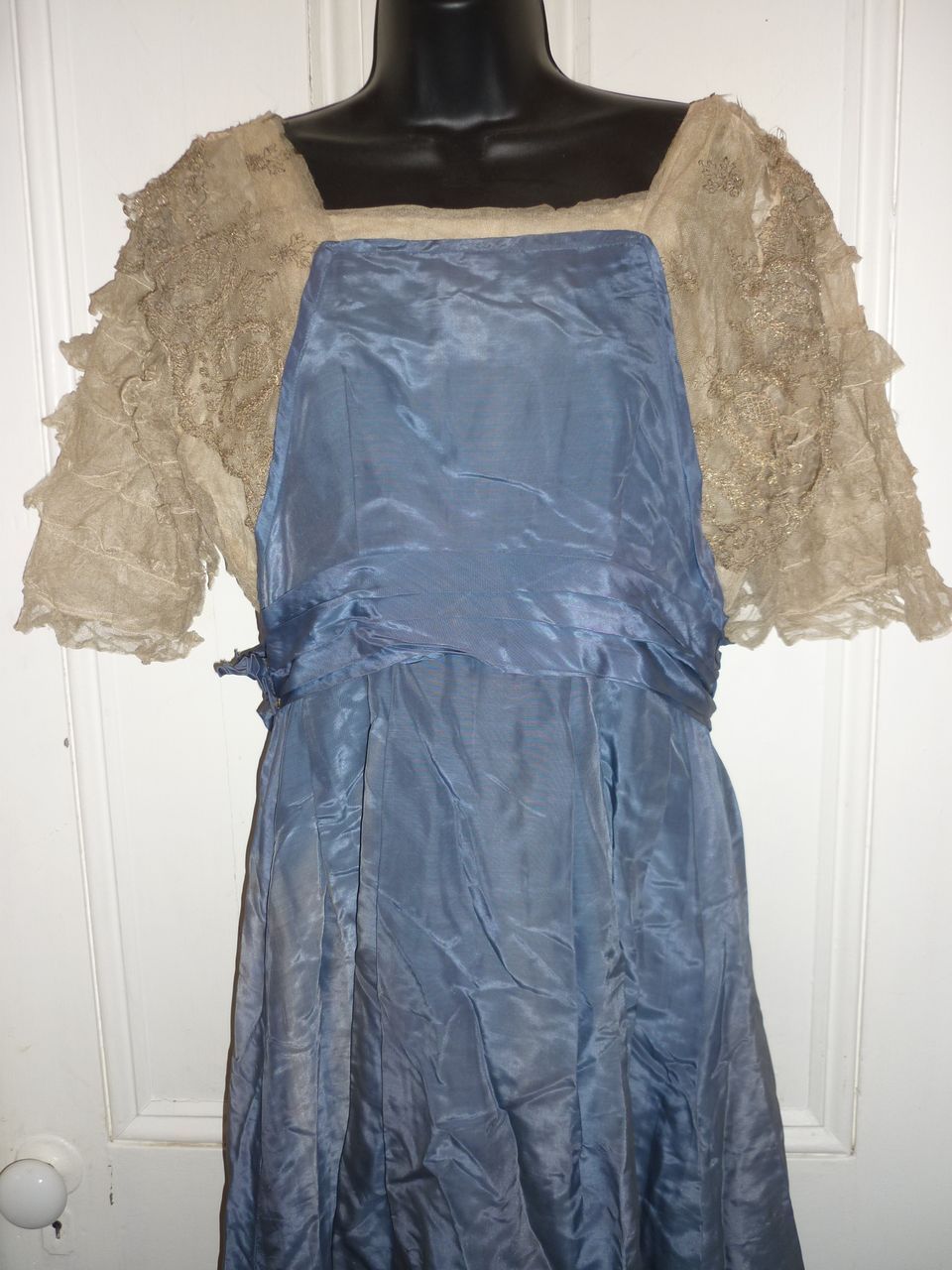 Edwardian Dress for a Lady -Blue-Metallic Lace-Needs Some TLC Edwardian Dress for a Lady -Blue-Metallic Lace-Needs Some TLC
