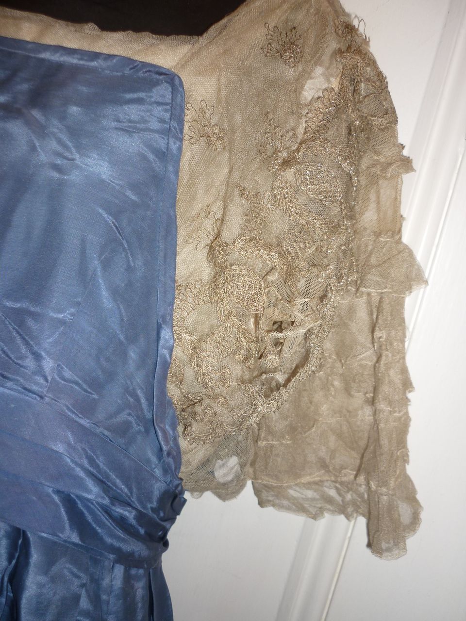 Edwardian Dress for a Lady -Blue-Metallic Lace-Needs Some TLC Edwardian Dress for a Lady -Blue-Metallic Lace-Needs Some TLC