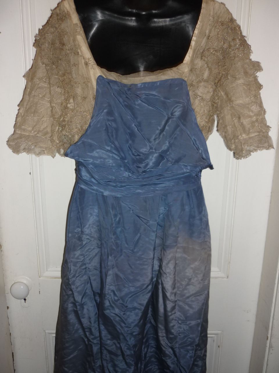 Edwardian Dress for a Lady -Blue-Metallic Lace-Needs Some TLC Edwardian Dress for a Lady -Blue-Metallic Lace-Needs Some TLC