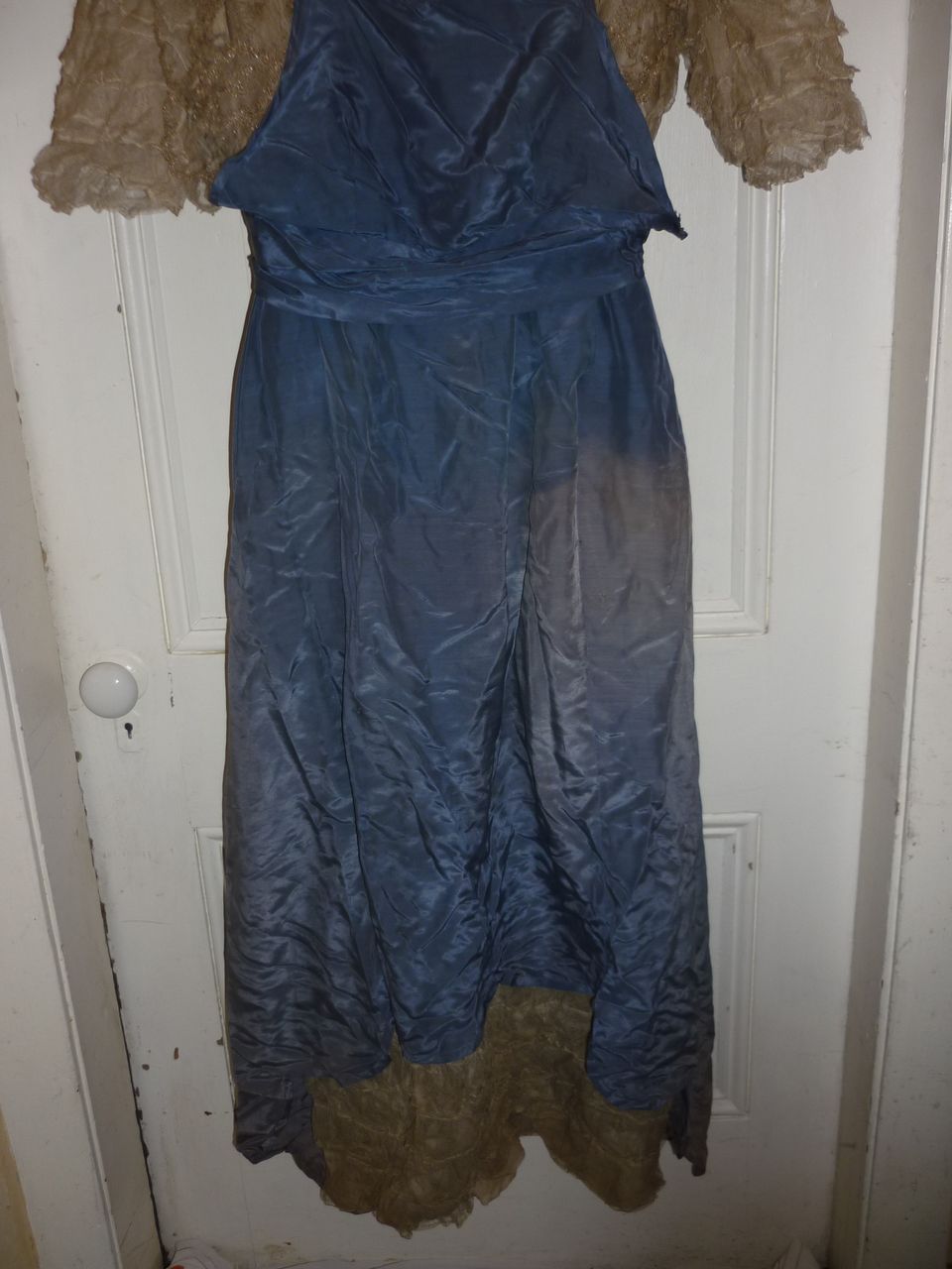 Edwardian Dress for a Lady -Blue-Metallic Lace-Needs Some TLC Edwardian Dress for a Lady -Blue-Metallic Lace-Needs Some TLC