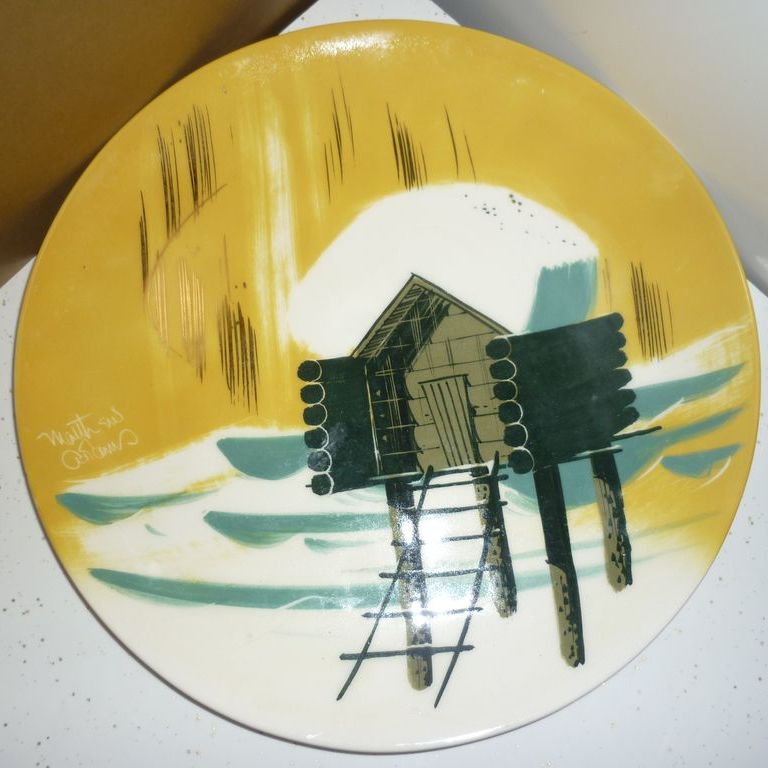 Matthew Adams ~Alaska Series-Cabin-Charger Plate~ Signed & Numbered Mid-Mod Piece Matthew Adams ~Alaska Series-Cabin-Charger Plate~ Signed & Numbered Mid-Mod Piece